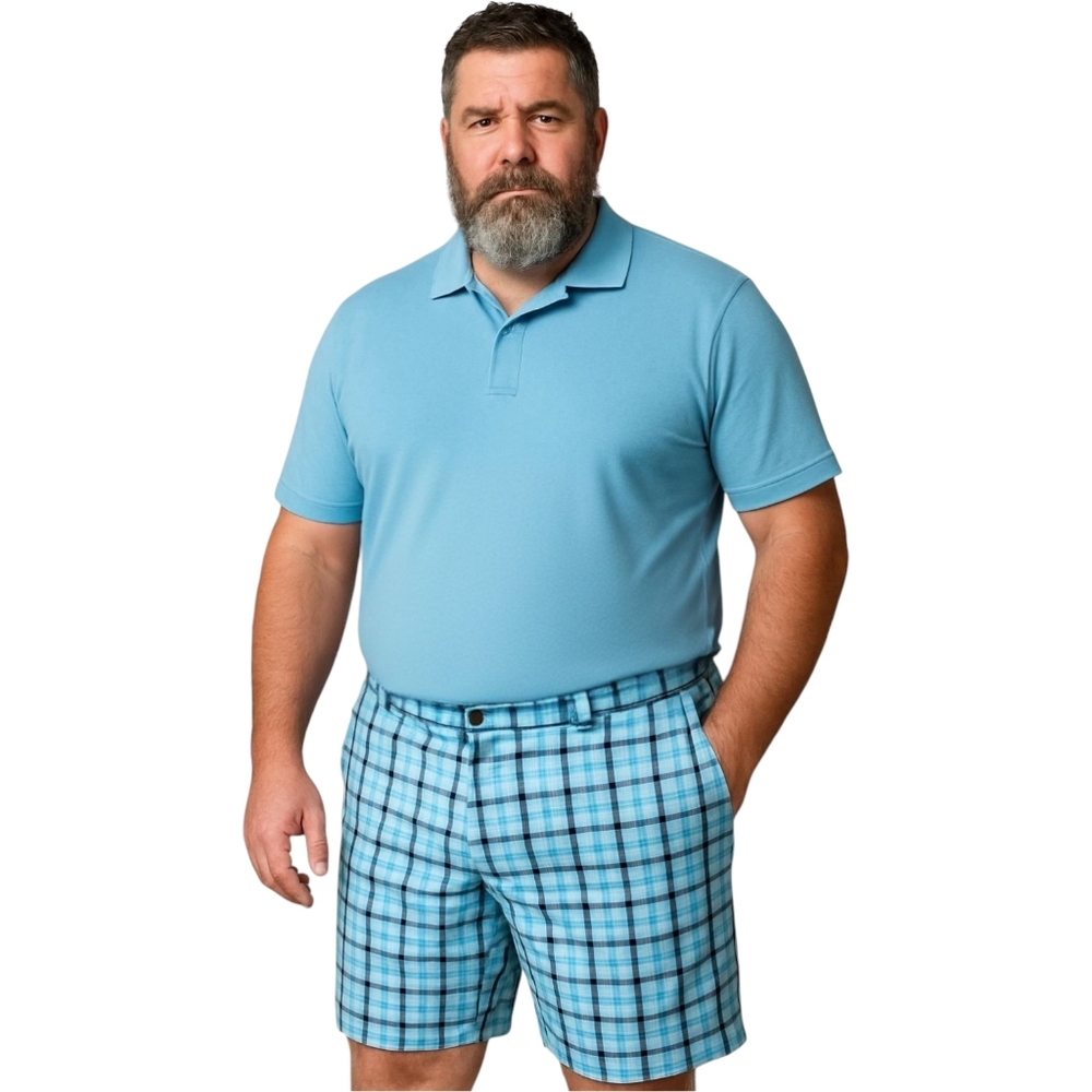 Greg Norman 10" Plaid Golf Shorts Men’s 42 Blue/Gray